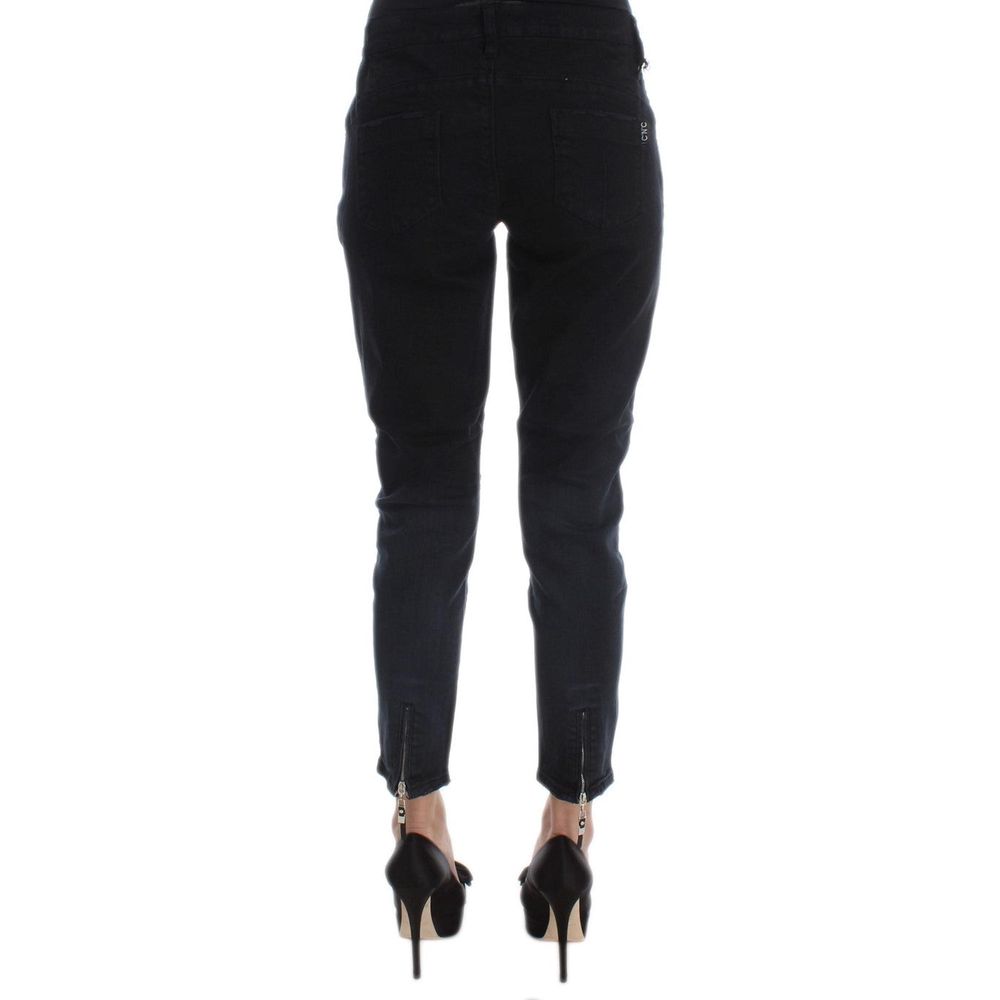 Jeans by Costume National for women in stretch denim cotton black presents a tailored silhouette, showcasing a tailored slim & cropped and cropped cut with a refined for a truly tailored aesthetic.