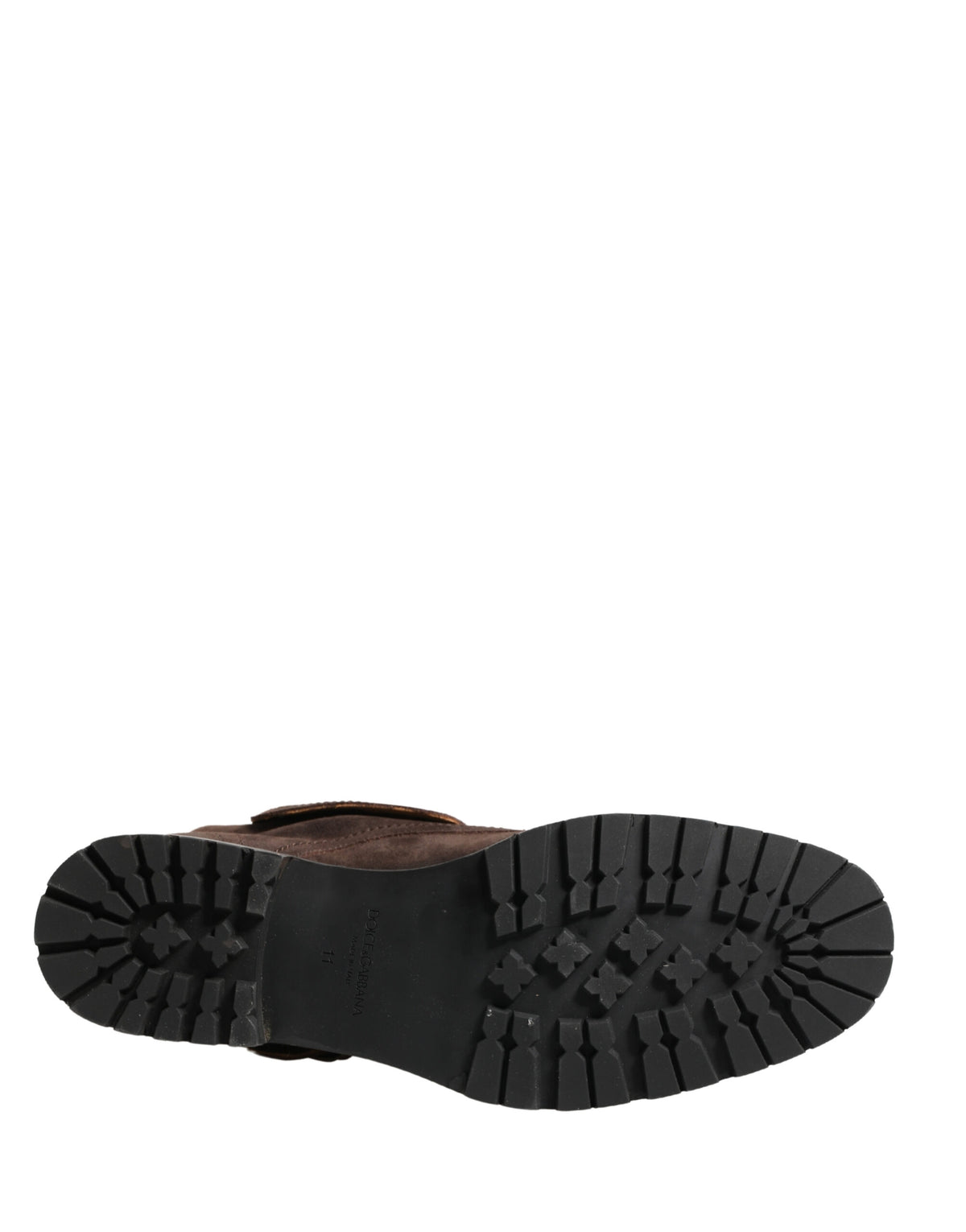 Dolce & Gabbana Men's Suede Leather & Rubber Ankle Combat Strap Boots - Brown