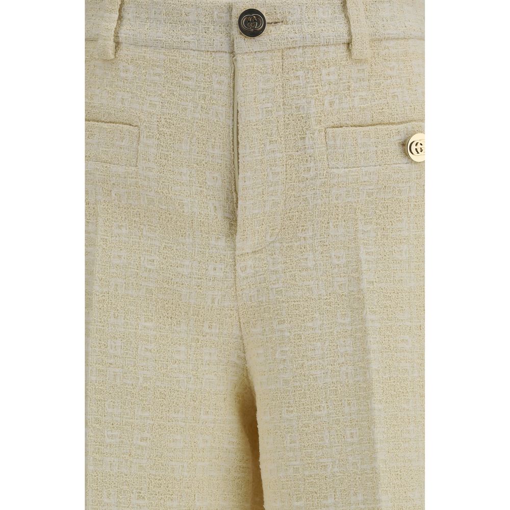Gucci Gg Women's Regular Fit Cotton Tweed Polyamide & Wool Casual Pants - Beige Ivory Patterned
