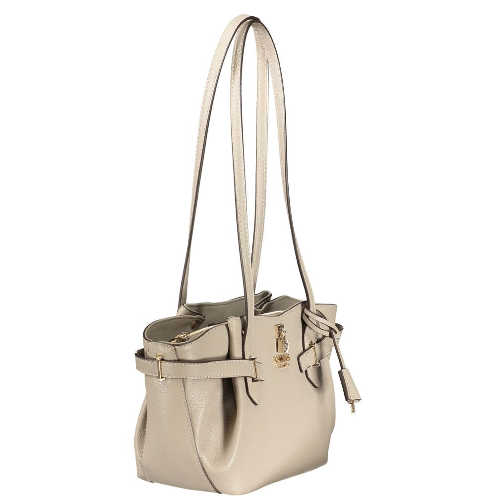 Guess Jeans Yesba Polyurethane Handbag - Beige Signature Print
