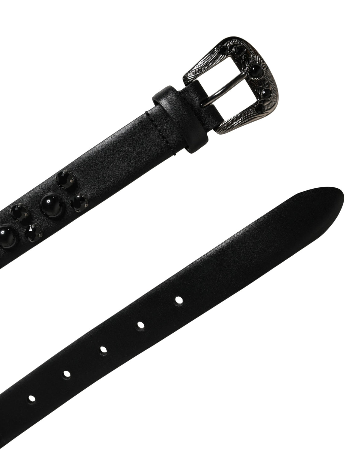 Dolce & Gabbana Calf Leather Belt - Black Silver
