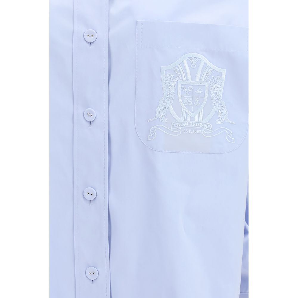 Thom Browne Women's Oversized Cotton Shirt - Blue Patterned