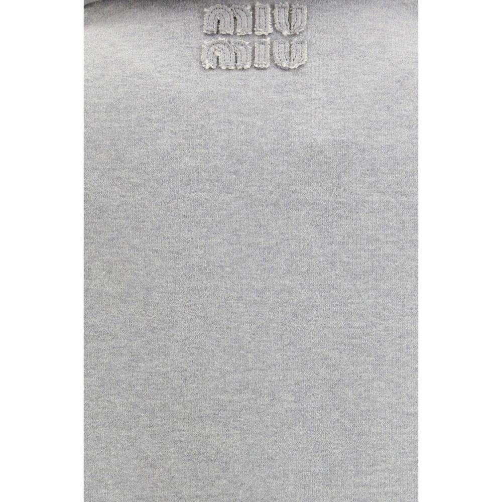 Miu Miu Women's Straight Relaxed Fit Oversized Cotton Sweatshirt - Gray