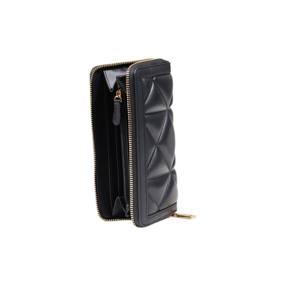 Wallet by Love Moschino for women in polyethylene & polyurethane black & gold showcases a refined silhouette, artfully detailed with the signature style of the Polyethylene & Polyurethane Wallet and functional compact-design zip-around.