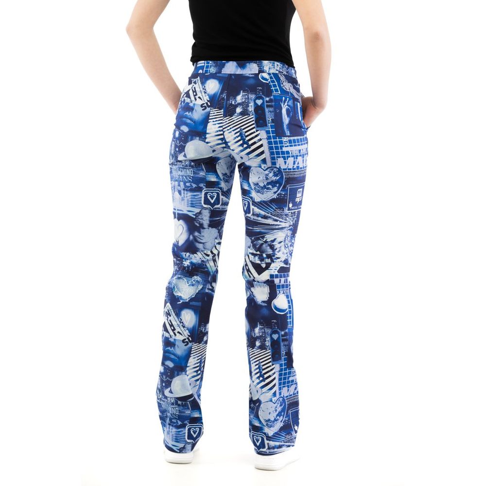 Moschino Women's Stretch Cotton Trousers - Blue Multicolor