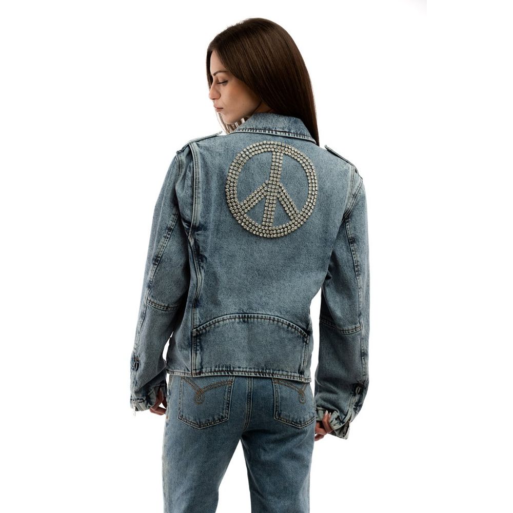 Moschino Women's Denim Cotton Trucker Jacket - Blue Multicolor
