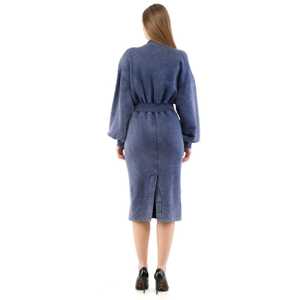 Moschino Women's Long-Sleeve Cotton Midi Dress - Blue Multicolor