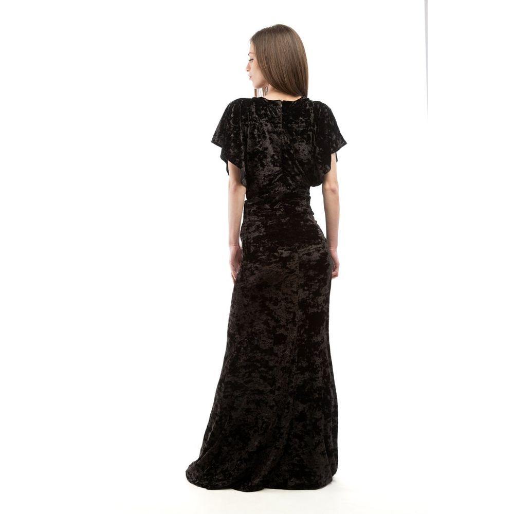 Moschino Women's Short-Sleeve Polyester Long Dress - Black Patterned