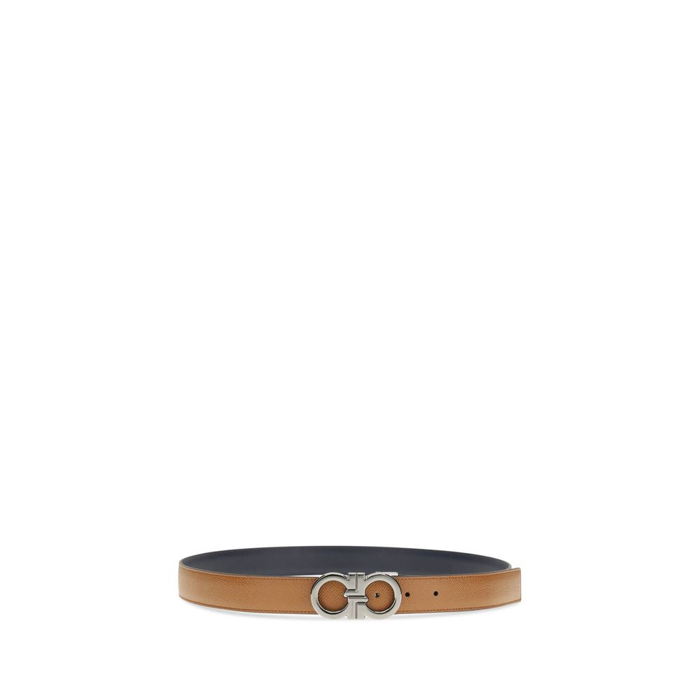 Belt by Ferragamo for men in bos taurus suede calfskin leather bicolour & brown features a bohemian chic silhouette, showcasing the bohemian chic Gancini Bos Taurus Suede Calfskin Leather Belt design with a sophisticated bohemian chic finish.