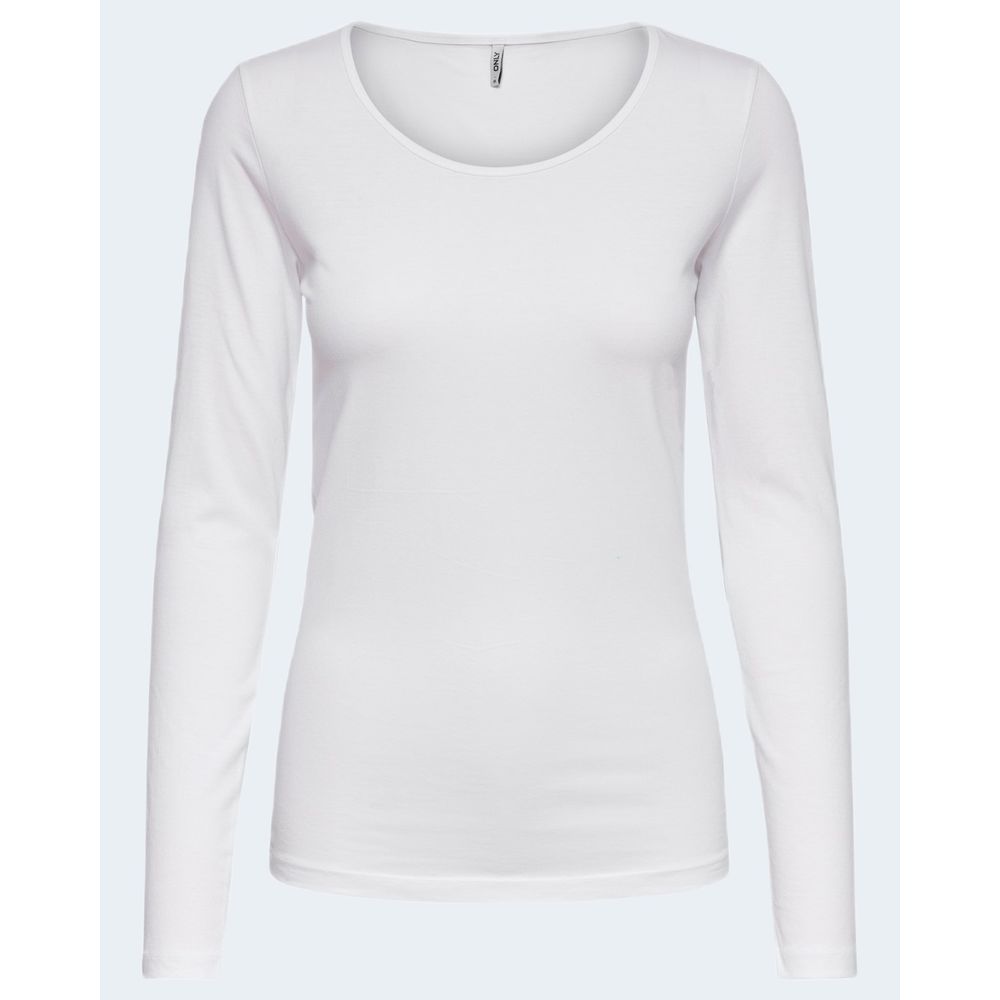 T-Shirt by Only for women in stretch cotton white showcases a unassuming silhouette, artfully detailed with a refined and unassuming for a sophisticated, contemporary look.