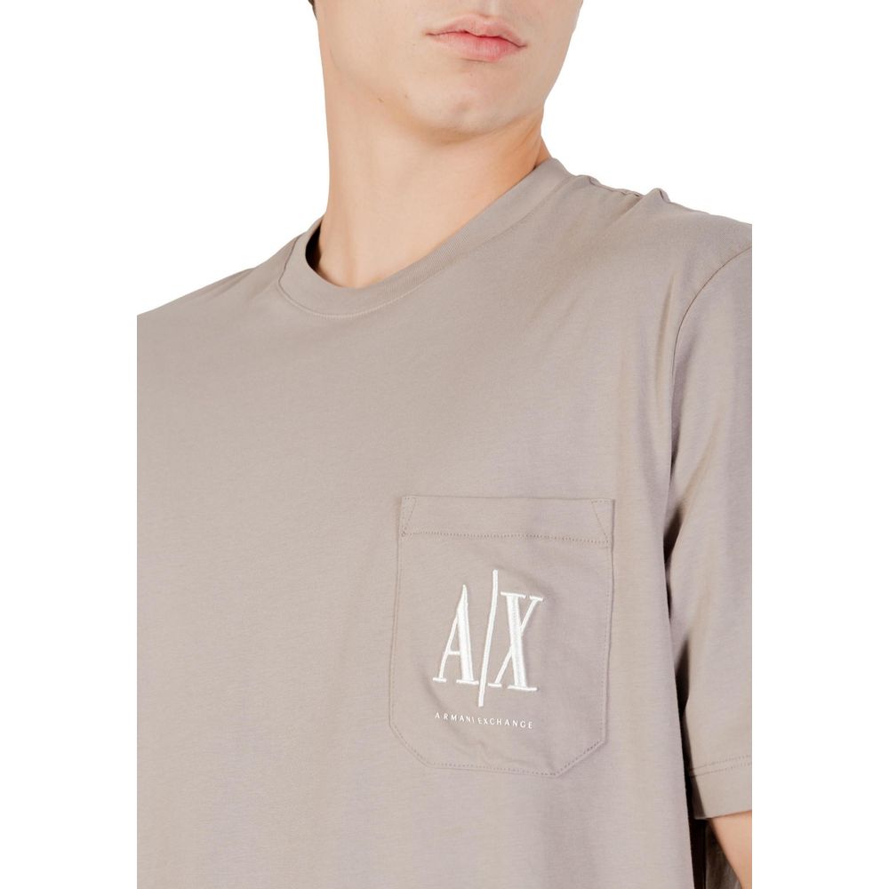 Activewear T-Shirt by Armani Exchange for men in cotton brown features a sporty silhouette with and , showcasing innovative for a sporty finish.