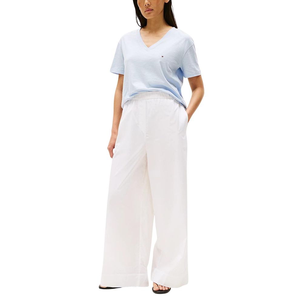 Tommy Hilfiger Women's Relaxed Fit Short-Sleeve V Neck Organic Cotton T-Shirt - Blue