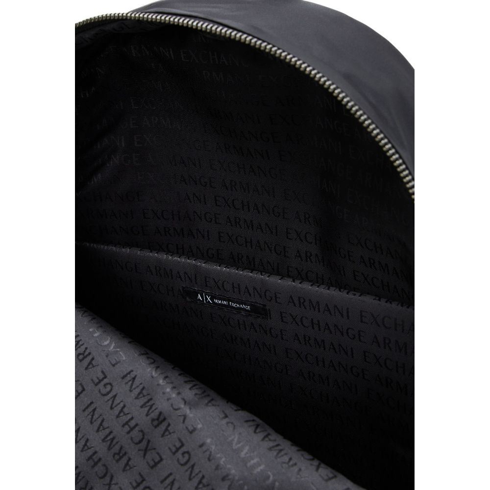 Backpack by Armani Exchange for men in polyamide black showcases an architectural Polyamide Backpack design, featuring a secure zipper, ample , and architectural backpack-strap & adjustable-strap for a sophisticated look.