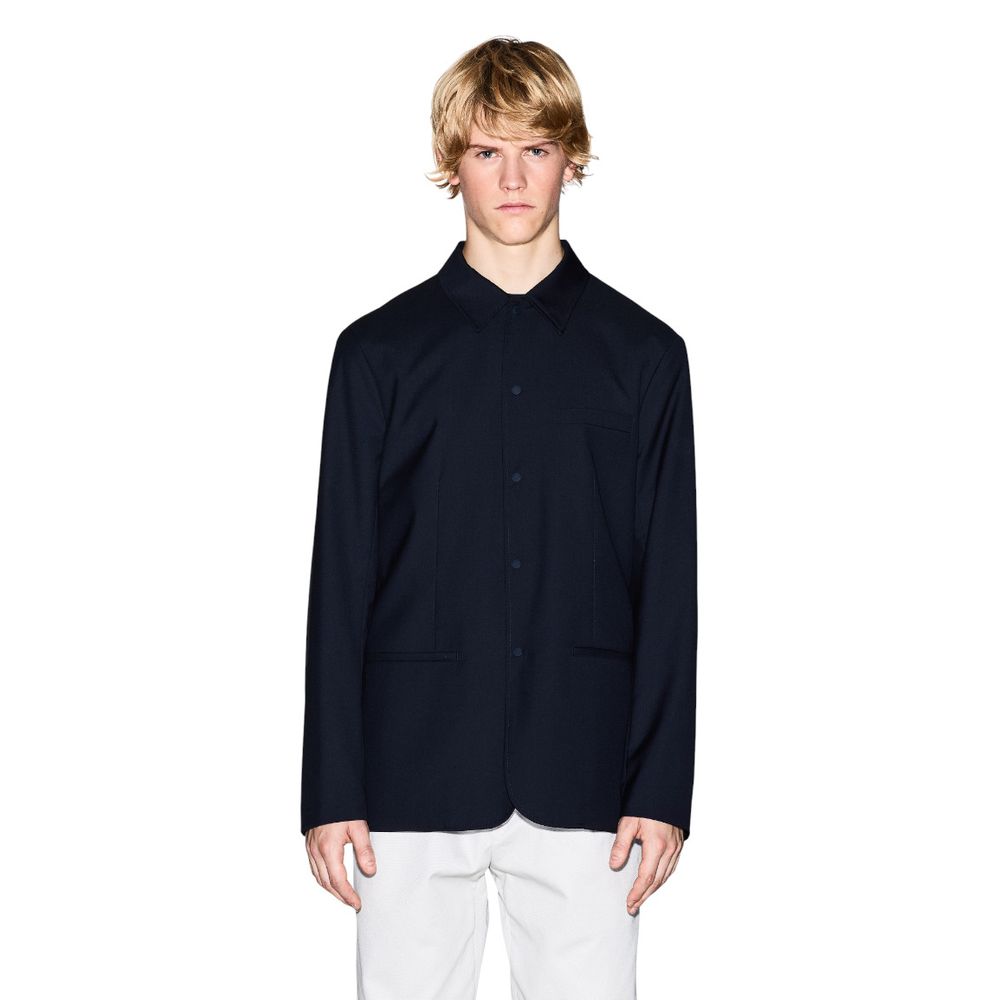 Blazer by Armani Exchange for men in polyester & viscose black showcases a discerning silhouette, elegantly detailed with a sophisticated and premium for a truly discerning finish.