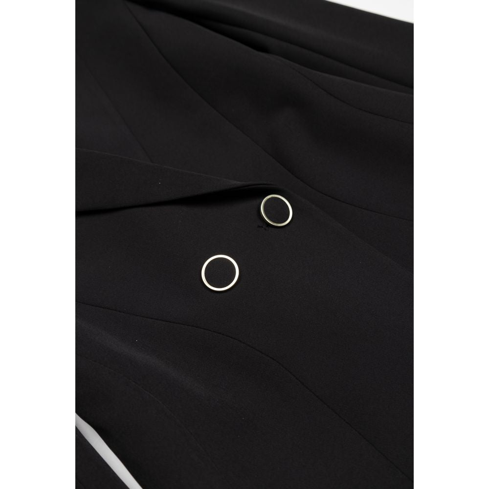 Blazer by Rinascimento for women in stretch polyester black showcases a discerning silhouette, elegantly detailed with a sophisticated and premium for a truly discerning finish.