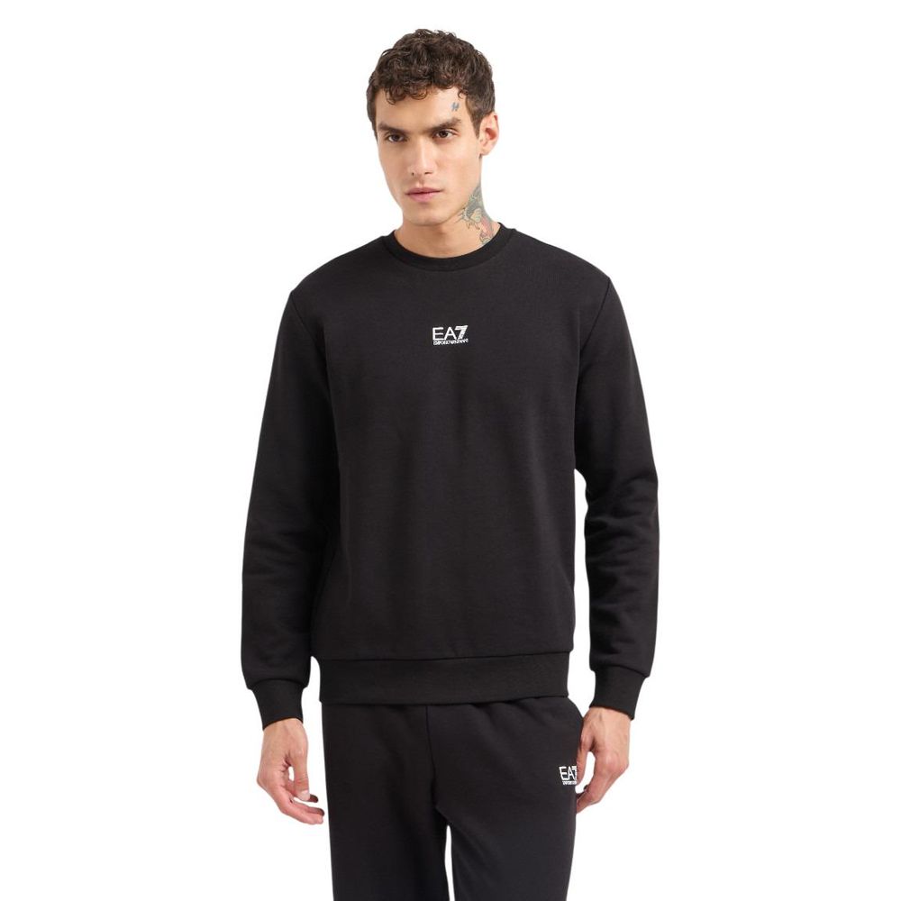 Activewear Sweatshirt by EA7 Emporio Armani for men in cotton polyester black showcases a athletic silhouette with sleeves, a athletic , and high-performance for a athletic aesthetic.