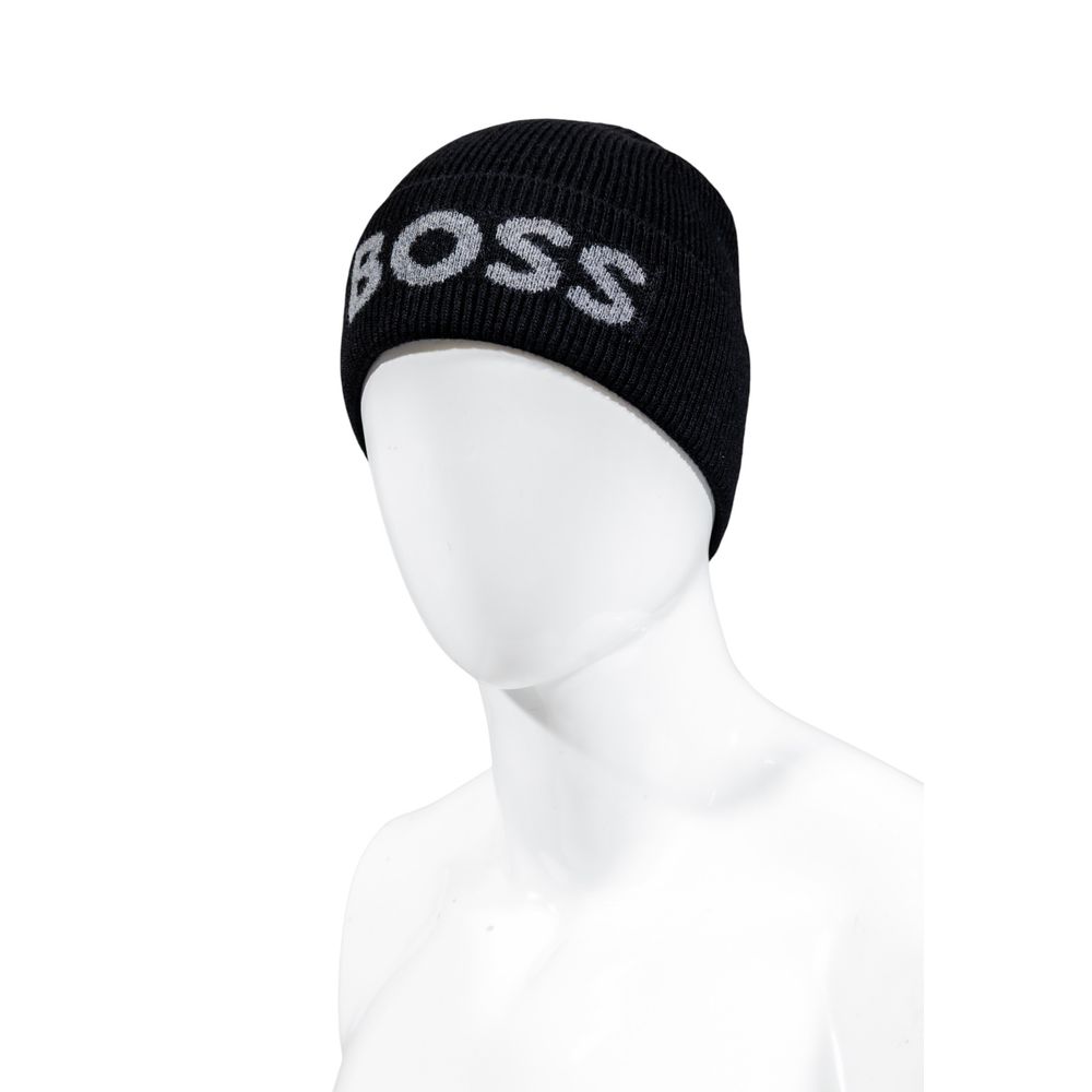 Hat by Hugo Boss for men in viscose & virgin wool black features a ethereal silhouette, showcasing the ethereal design of this Viscose & Virgin Wool Hat for a sophisticated, premium look.