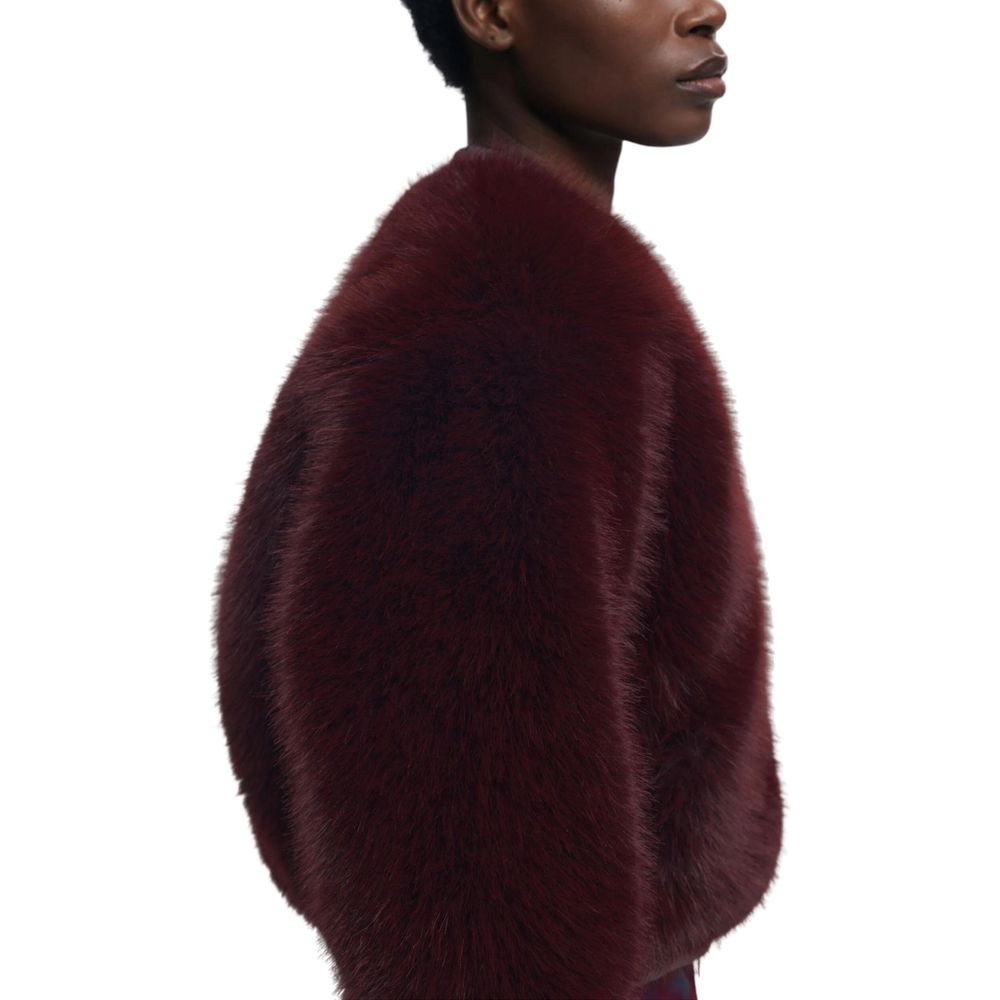 Jacket by Desigual for women in polyester faux fur bordeaux showcases a contemporary silhouette, detailed with a contemporary and premium for a sophisticated finish.