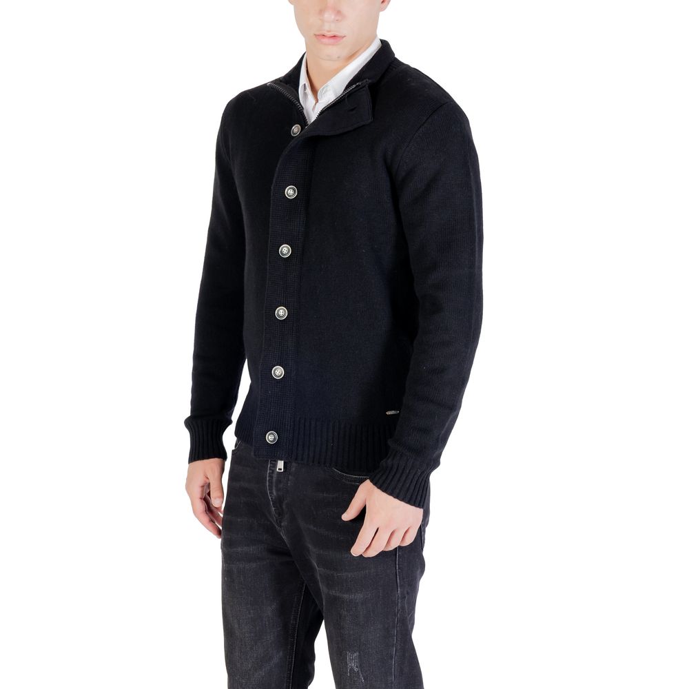 Gianni Lupo Men's High-Collar Marabou Wool & Polyamide Sweatshirt - Black