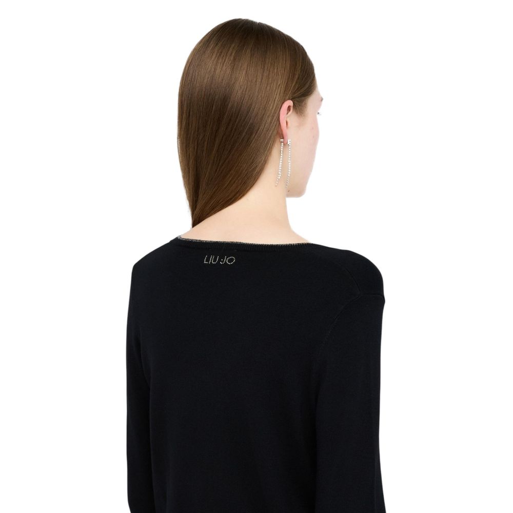 Cardigan by Liu Jo for women in polyamide velvet black showcases a captivating silhouette, artfully detailed with a captivating and for a truly sophisticated captivating look.