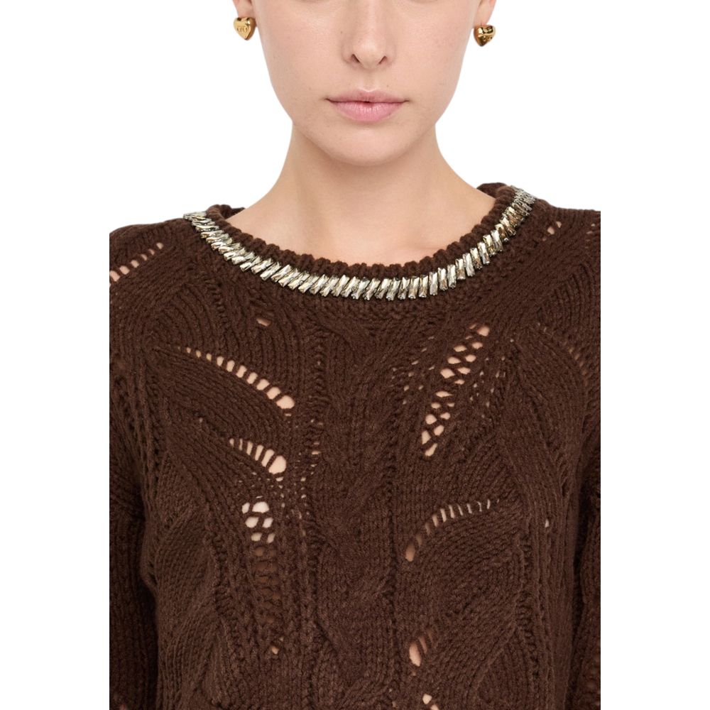 Sweatshirt by Liu Jo for women in marabou wool brown features an provocated silhouette, detailed with a provocated and a refined for a sophisticated aesthetic.