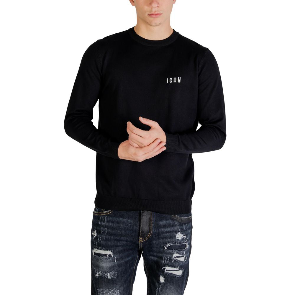 Sweatshirt by Icon for men in nylon & viscose black showcases a slouchy chic silhouette, artfully detailed with a slouchy chic and for a slouchy chic finish.