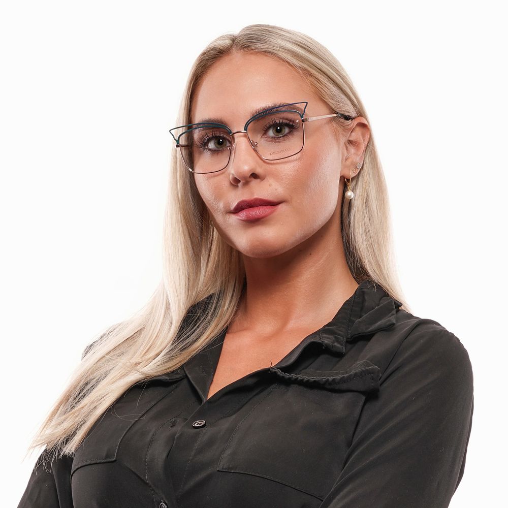 Eyeglasses Frames by Emilio Pucci for women in turquoise showcases a refined full-frame frame design with a refined turquoise coloured frame finish for a refined and sophisticated look.