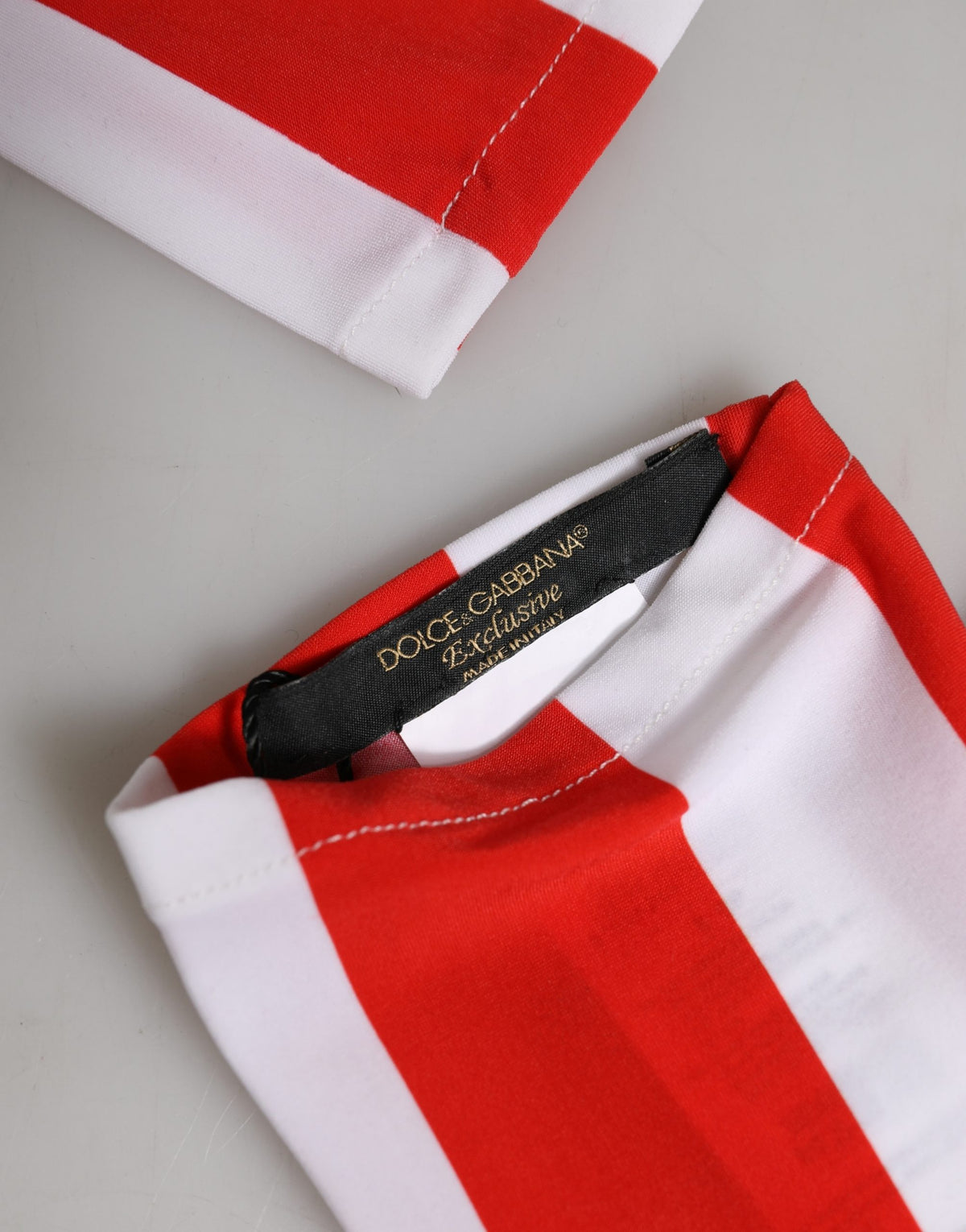 Dolce & Gabbana Stretch Nylon Elbow Length Gloves - Red White Signature Striped