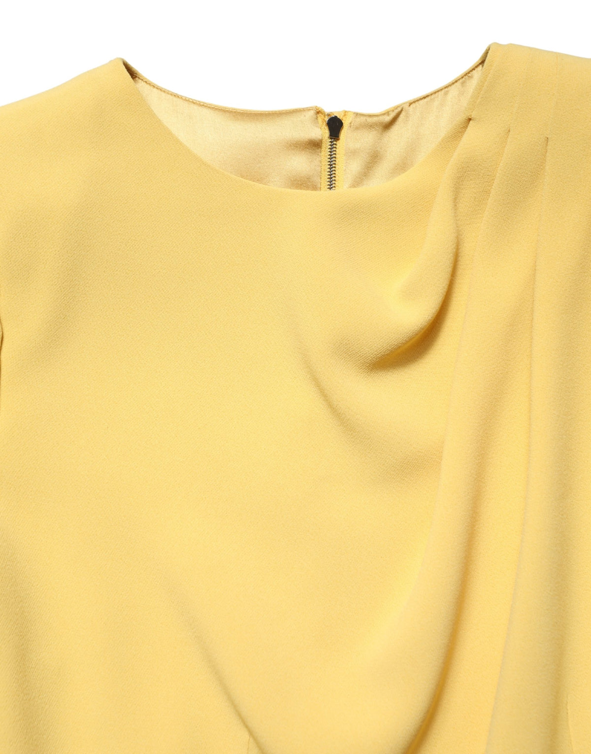 Dolce & Gabbana Women's Sheath Cocktail Long-Sleeve Calf Leather Cotton & Silk Midi Dress - Yellow