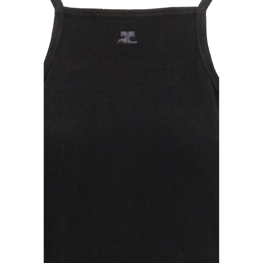 Dress by Courrèges for women in polyamide viscose black presents a sinuous silhouette, showcasing a sophisticated and detailed with a sinuous short mini for a refined finish.