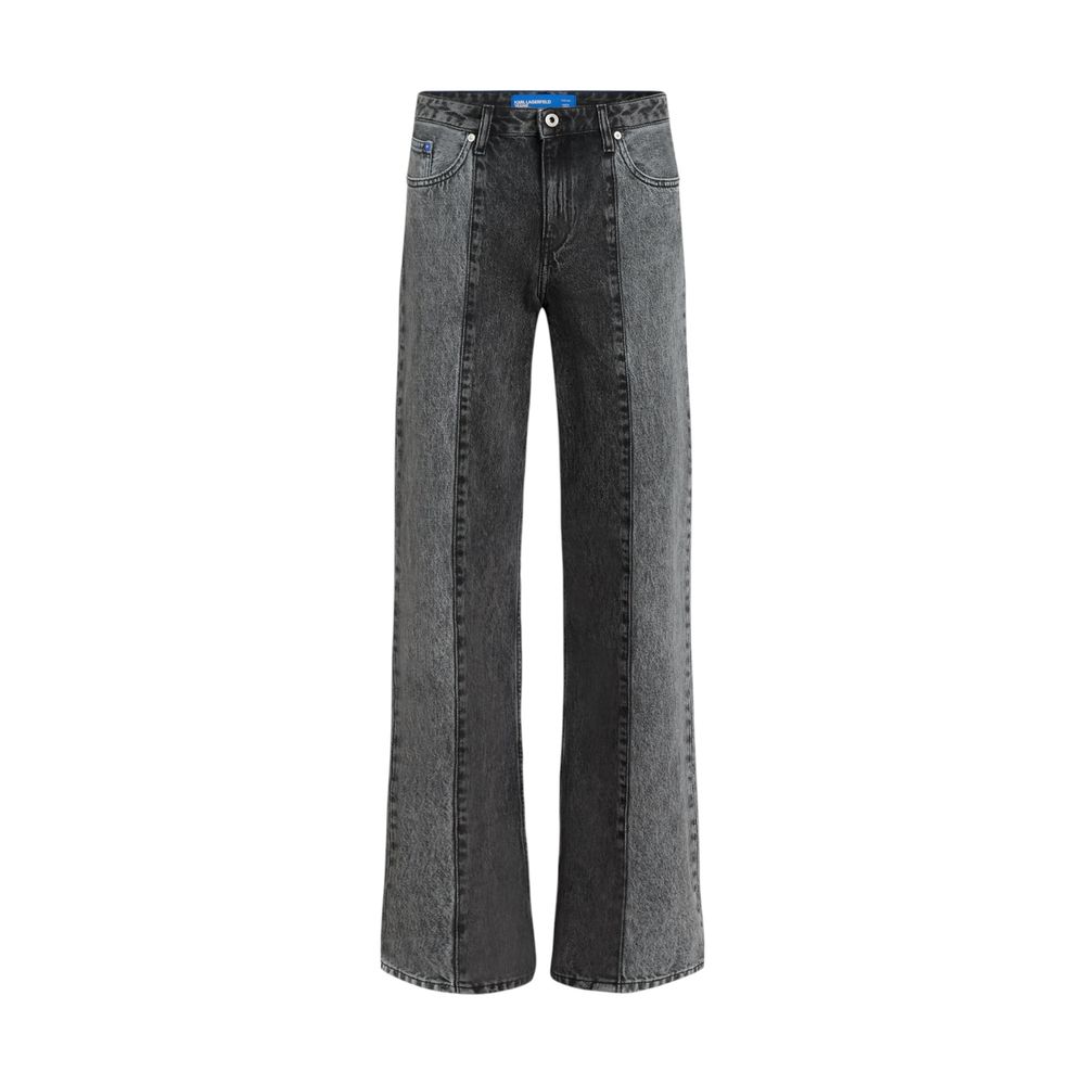 Jeans by Karl Lagerfeld for women in denim cotton black features a refined silhouette with a refined relaxed-fit & wide, defined by a mid rise and a refined long for a refined finish.