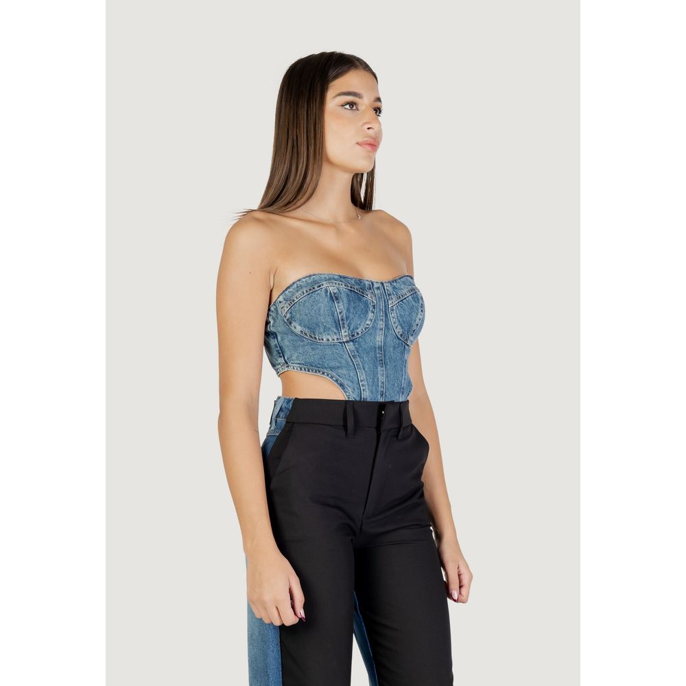Colcci Women's Strapless Denim Cotton Activewear T-Shirt - Blue