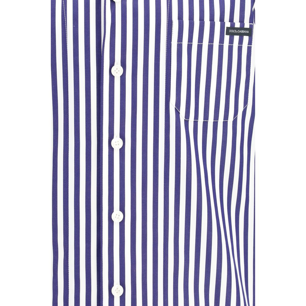 Shirt by Dolce & Gabbana for men in cotton blue, multicolor, patterned, signature & striped showcases a sublime silhouette, artfully detailed with a sublime and for a sophisticated, sublime finish.
