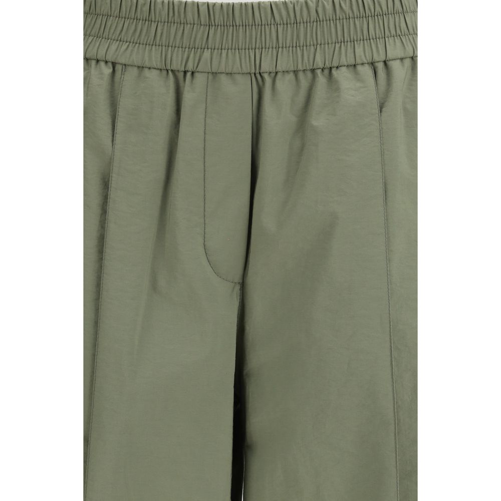 Casual Pants by Brunello Cucinelli for women in wool cotton & polyamide bicolour features an refined tailoring silhouette, showcasing a premium relaxed-fit & regular-fit with a and long cut for a refined tailoring look.