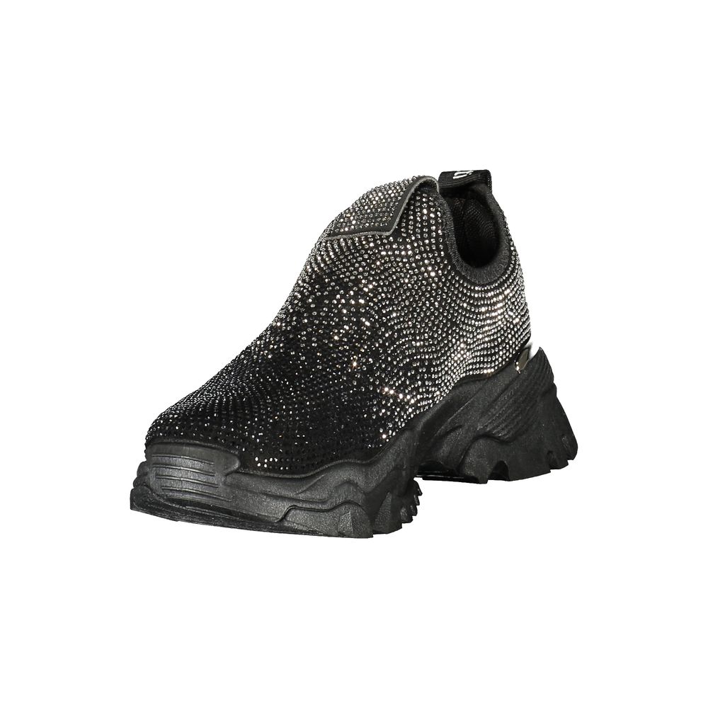 Athletic Sneakers by Laura Biagiotti for women in polyester & rhinestone black presents a sleek silhouette, perfectly capturing the athletic style essence of Women's Athletic Polyester & Rhinestone Sneakers with its sleek design and premium finish.