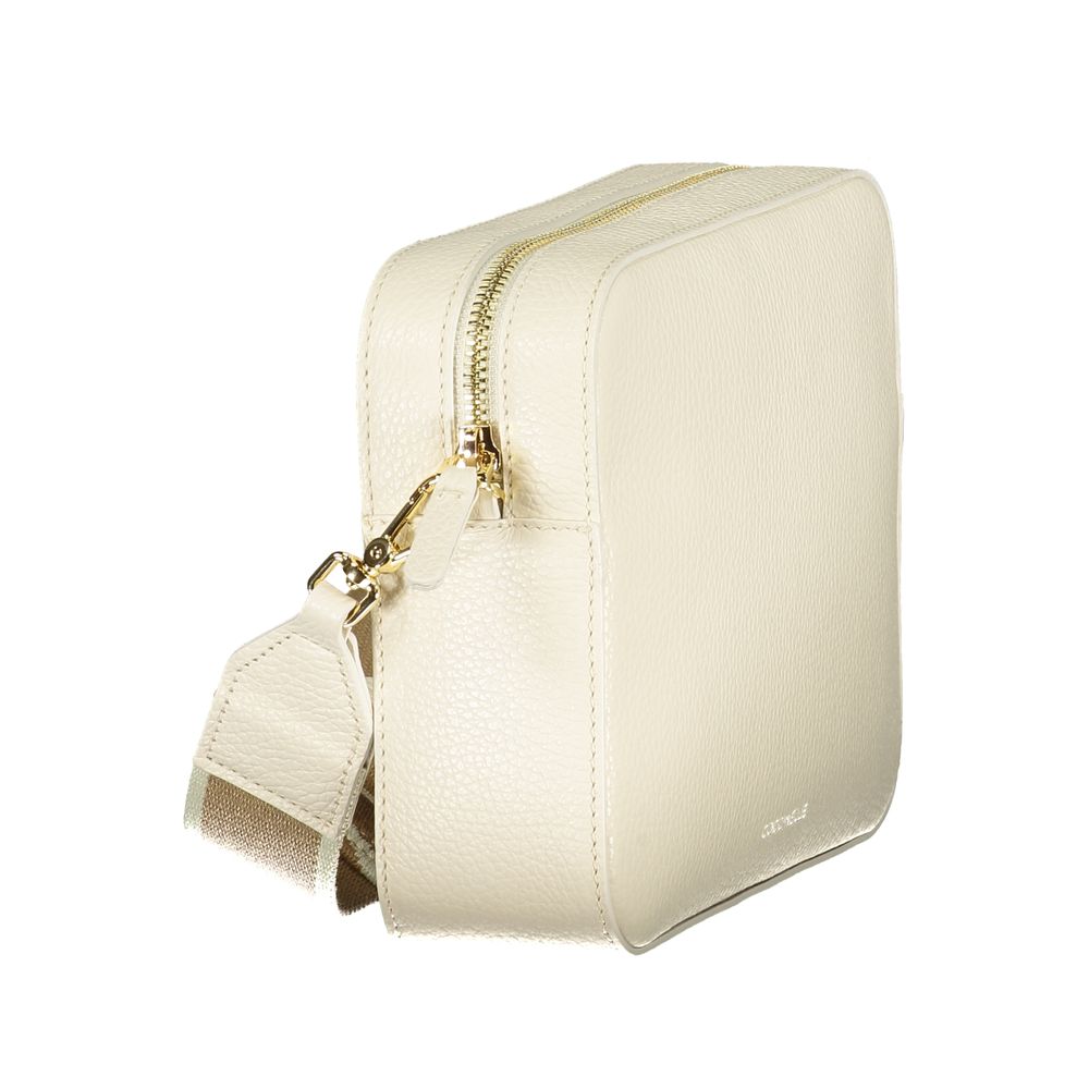 This Handbag by Coccinelle for women in leather and white presents a sculptural silhouette featuring a secure , ample , and versatile for a sculptural finish.
