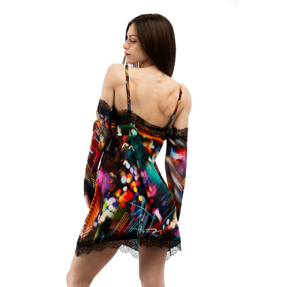 Moschino Women's Long-Sleeve Viscose Short Dress - Multicolor Patterned