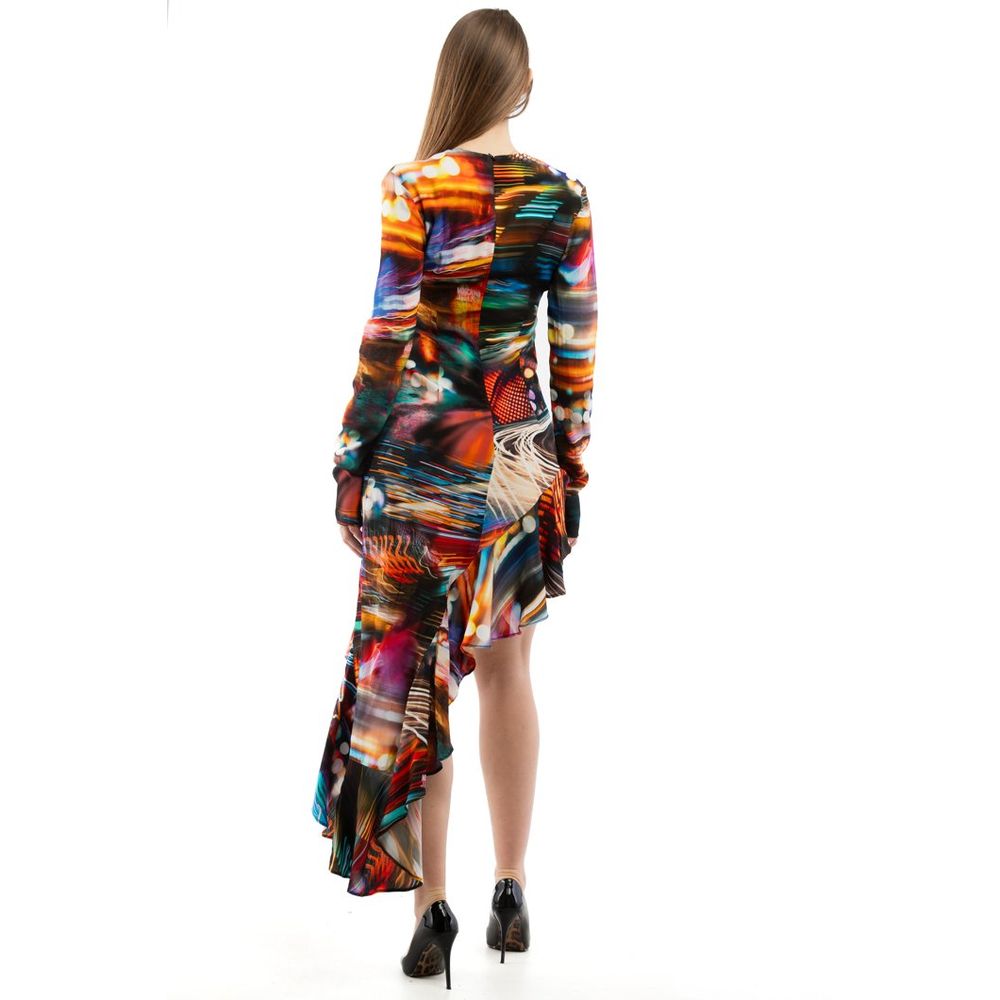 Moschino Women's Long-Sleeve Viscose Short Dress - Multicolor Patterned