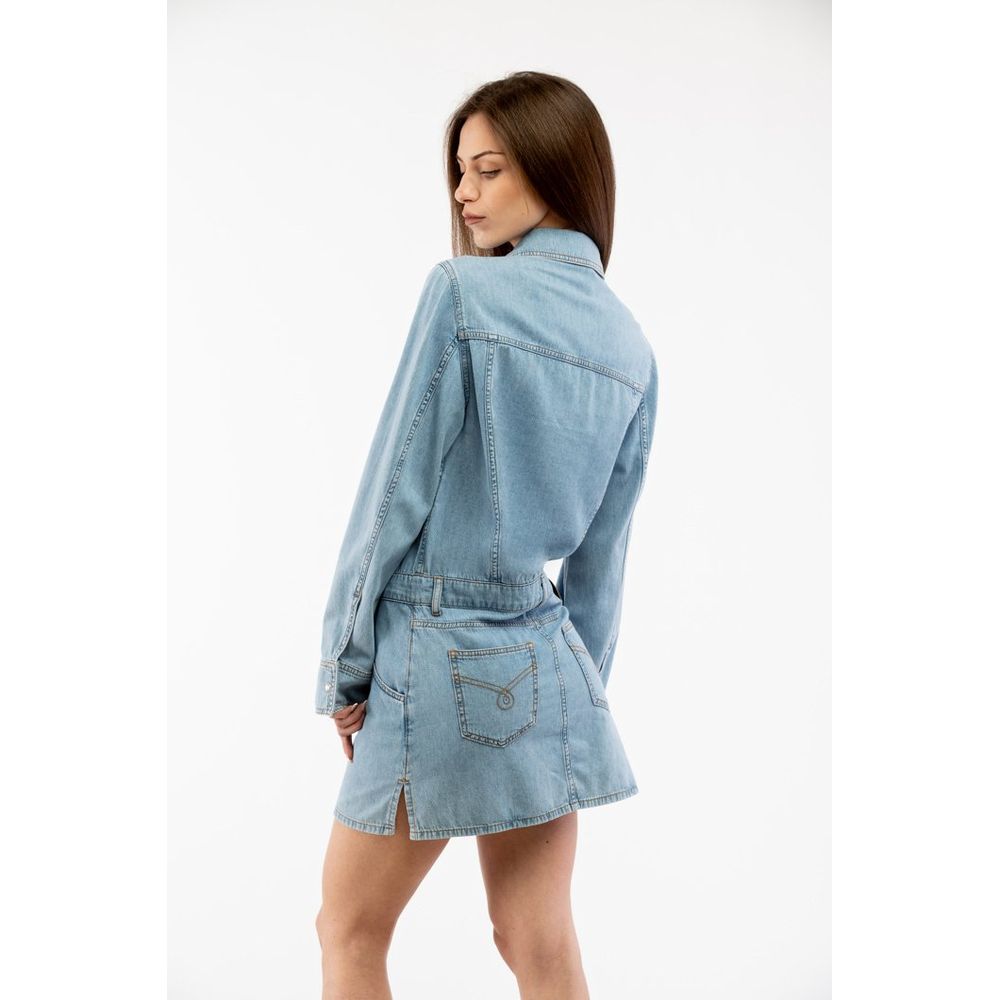 Moschino Women's Long-Sleeve Cotton Short Dress - Blue Multicolor