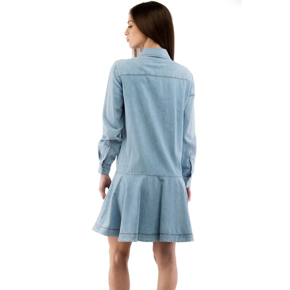 Love Moschino Women's Long-Sleeve Cotton Long Dress - Blue Multicolor