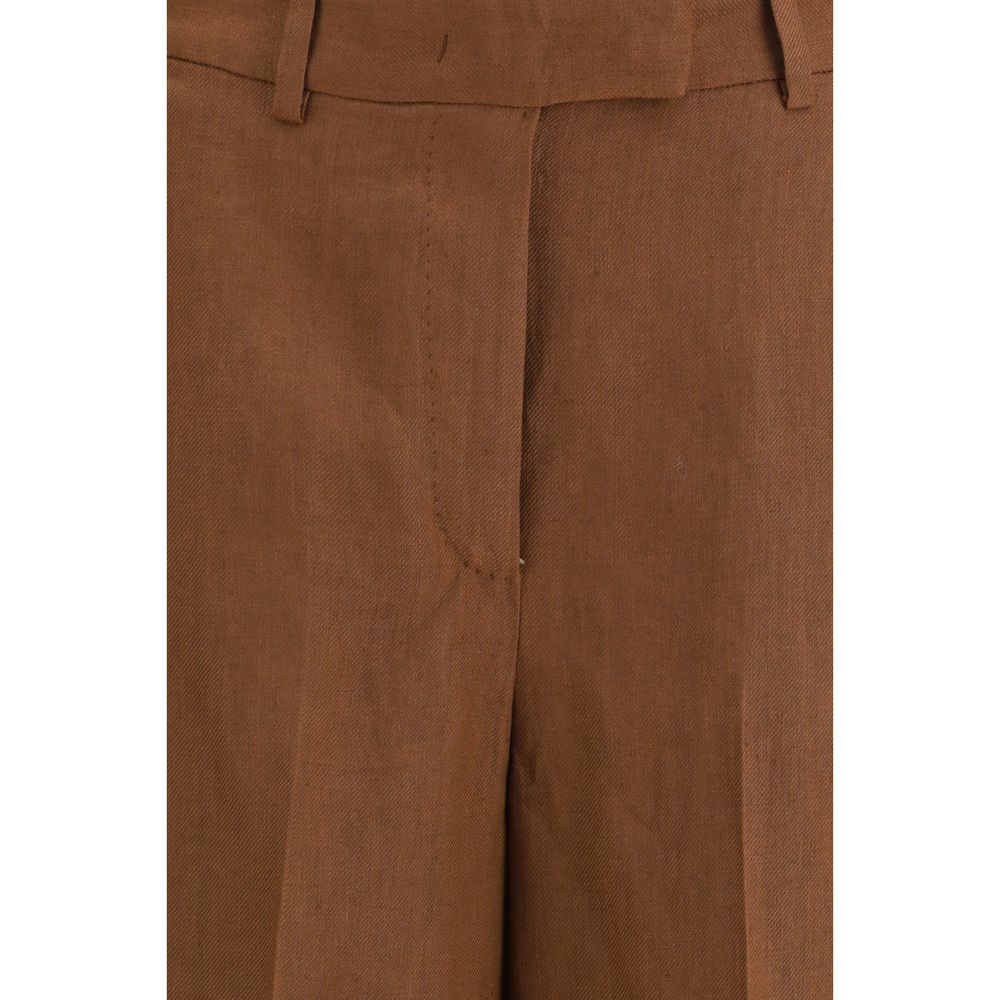Bermuda Shorts by Lardini for women in viscose twill brown & natural presents a contemporary silhouette, showcasing a contemporary straight-leg & regular-fit with a refined short and elegant mid rise.
