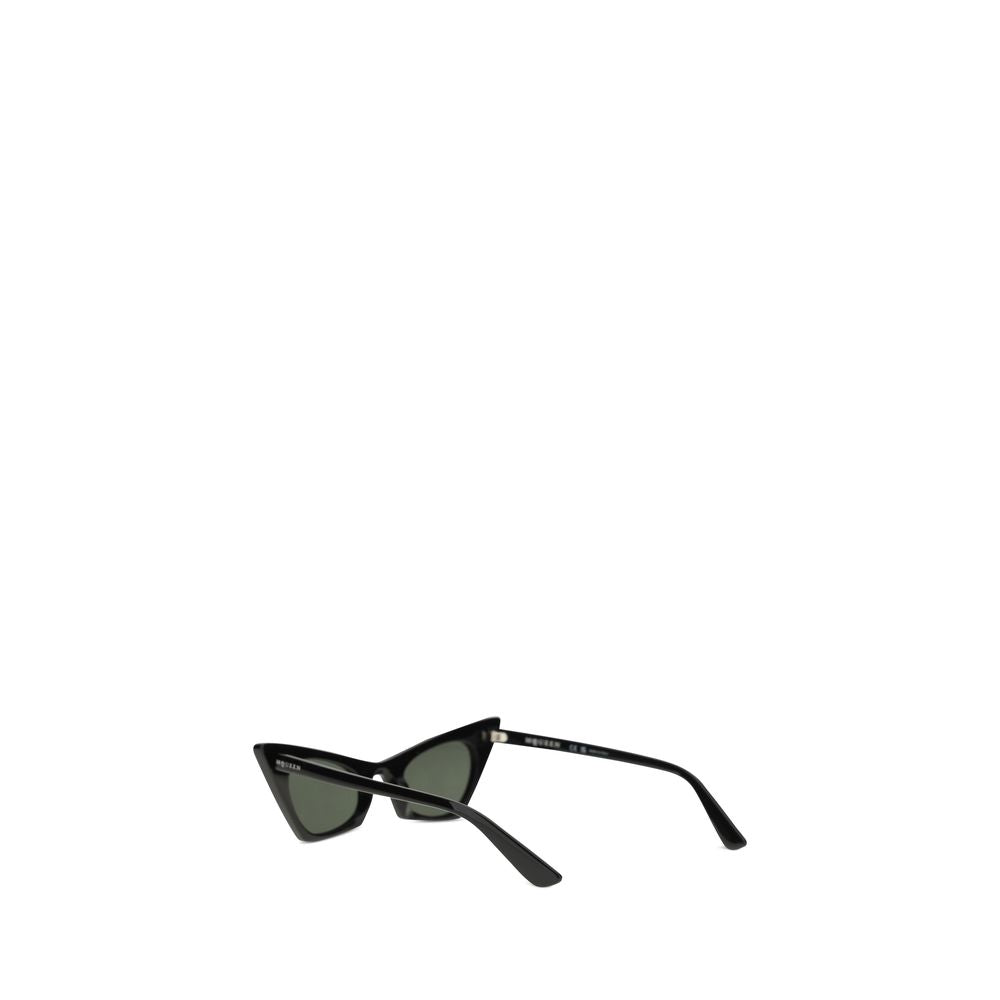 Sunglasses by Alexander McQueen for women in wool polyamide tweed black, brown & havana features a contemporary silhouette, showcasing a contemporary cat-eye frame design in black coloured frame with high-performance .
