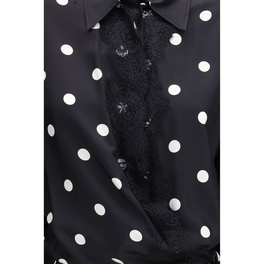 Max Mara Women's Long-Sleeve Lace & Silk Short Dress - Black Patterned