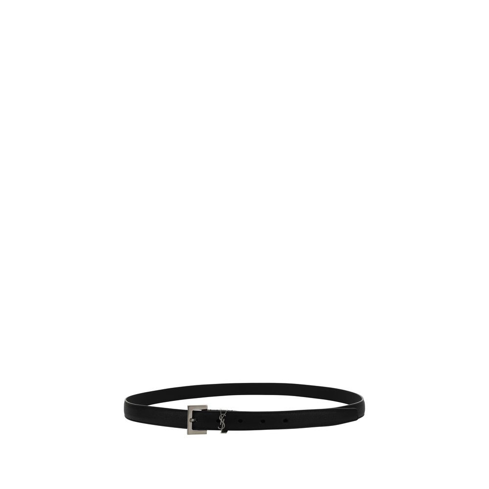 Belt by Saint Laurent for men in calfskin black & monogram features a artisanal-chic design, artfully capturing the essence of the Calfskin Belt with a artisanal-chic finish.