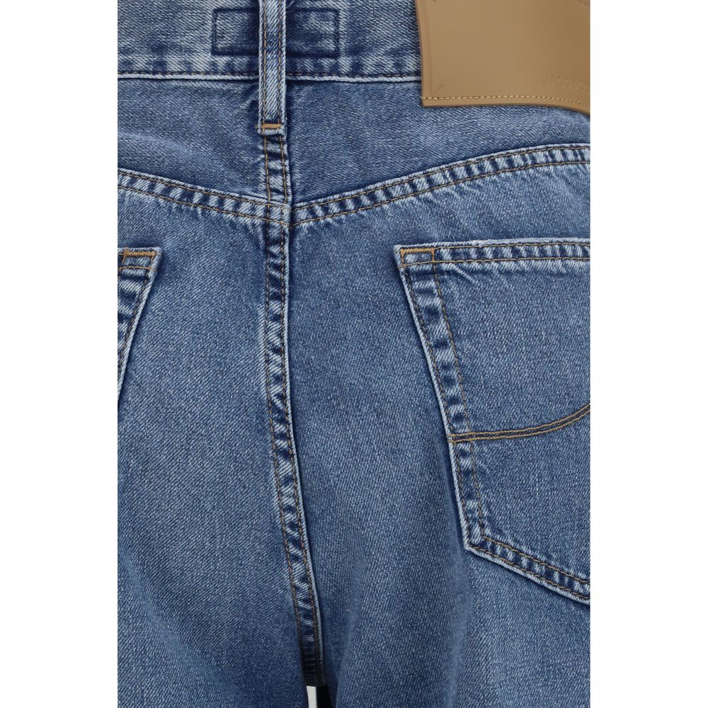 Jeans by Jacob Cohen for women in denim cotton blue & signature presents a tailored silhouette, showcasing a tailored relaxed-fit, regular-fit & wide and long cut with a refined for a truly tailored aesthetic.
