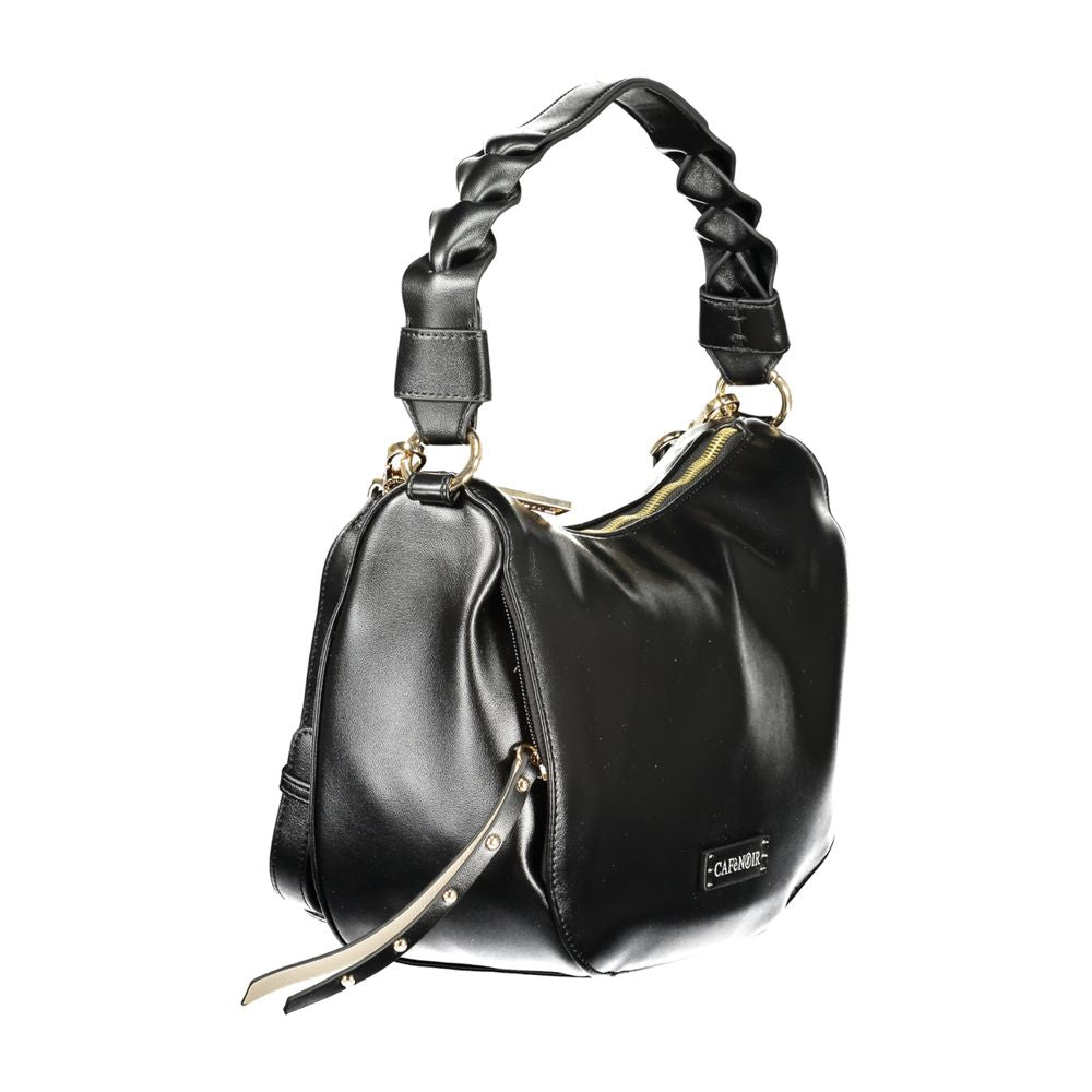 Shoulder Handbag by Cafenoir for women in polyurethane black features a refined silhouette, showcasing a secure zipper, organized built-in-compartments, external-pockets & internal-pockets, and versatile shoulder-strap, adjustable-strap & handle for a refined finish.