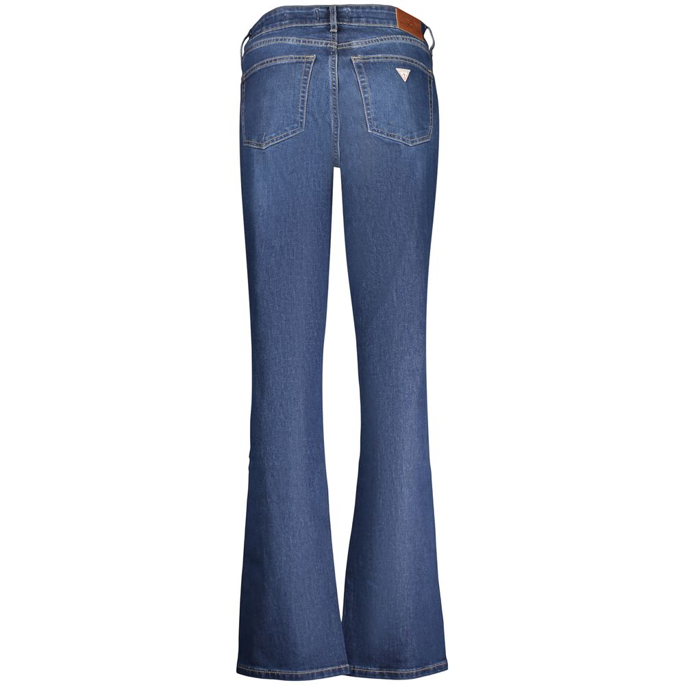 Jeans by Guess Jeans for women in stretch denim cotton blue presents a tailored silhouette, showcasing a tailored flared and long cut with a refined for a truly tailored aesthetic.