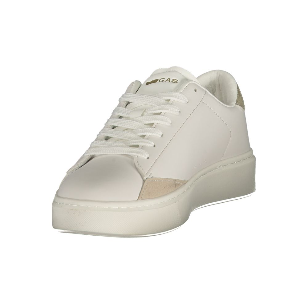 Athletic Sneakers by Gas for women in polyester gold, white & print features an architectural silhouette from the Women's Athletic Polyester Sneakers collection, showcasing a architectural athletic style for a architectural look.