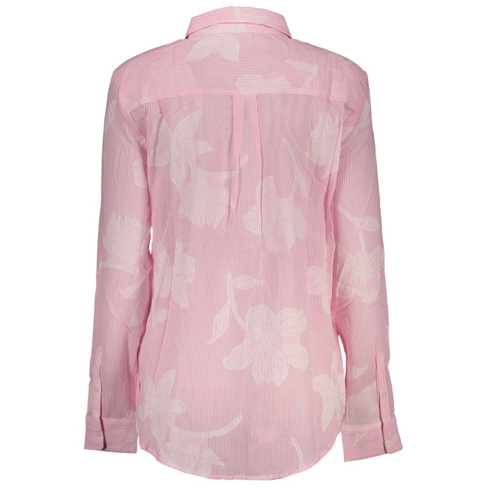 Shirt by Desigual for women in cotton pink, patterned, print & striped showcases a sublime silhouette, artfully detailed with a sublime and for a sophisticated, sublime finish.