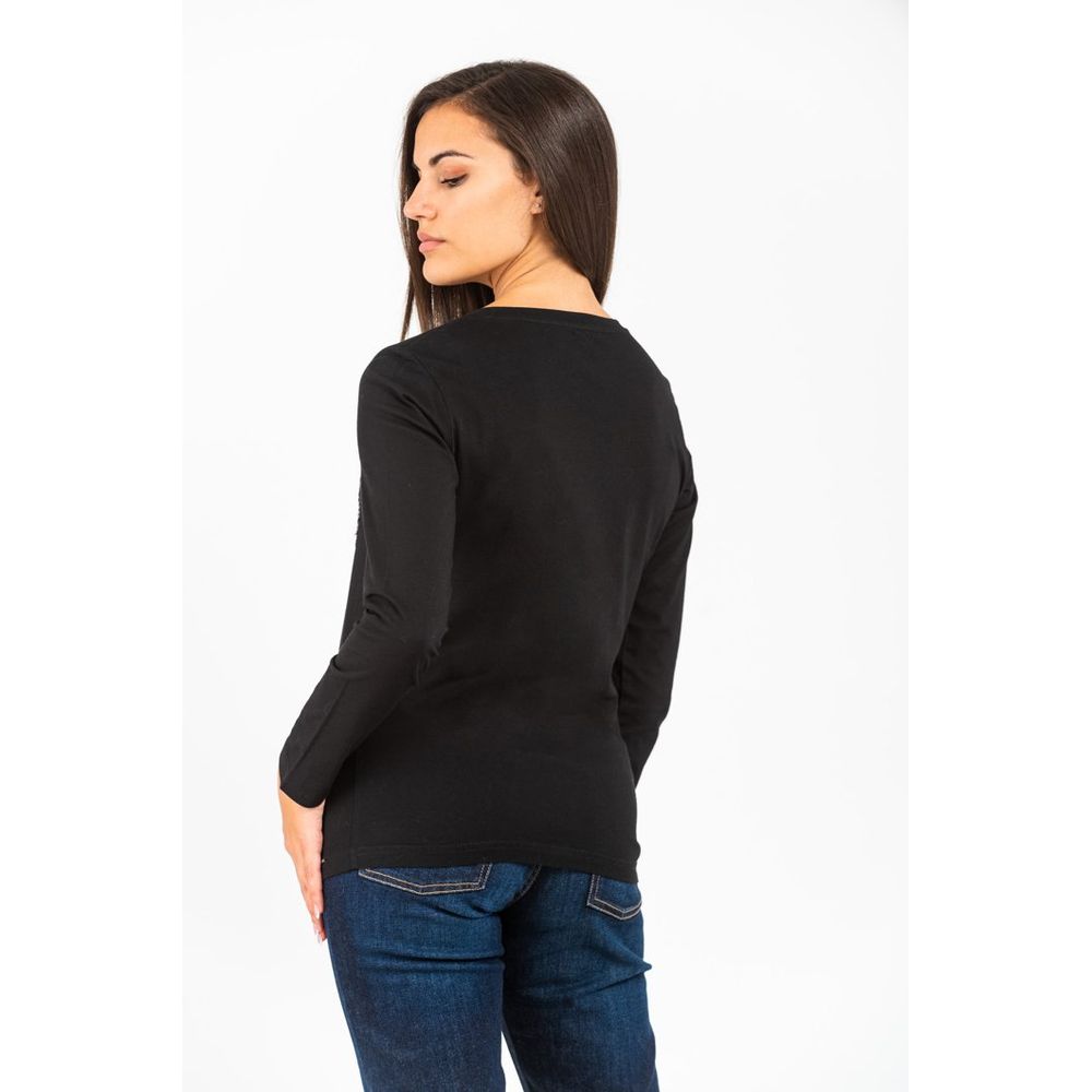 Gas Women's Long-Sleeve Cotton T-Shirt - Black